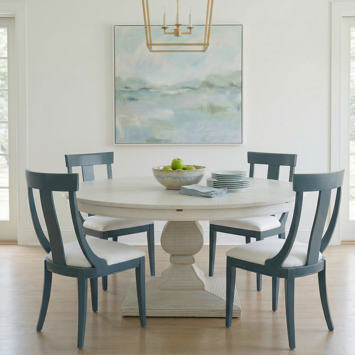 Equestrian White Jupe Expansion Dining Table