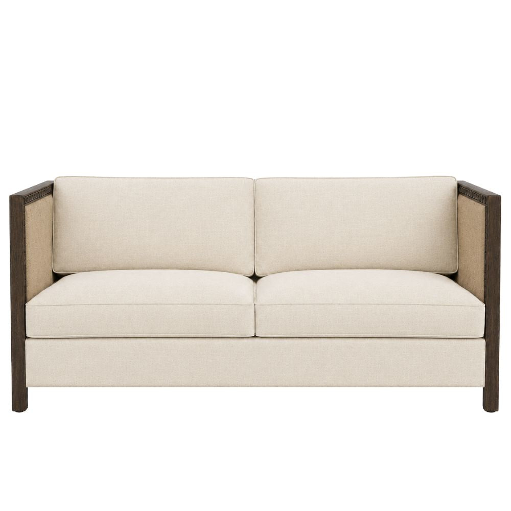 Esmeralda Carved Wood Linen and Jute Settee