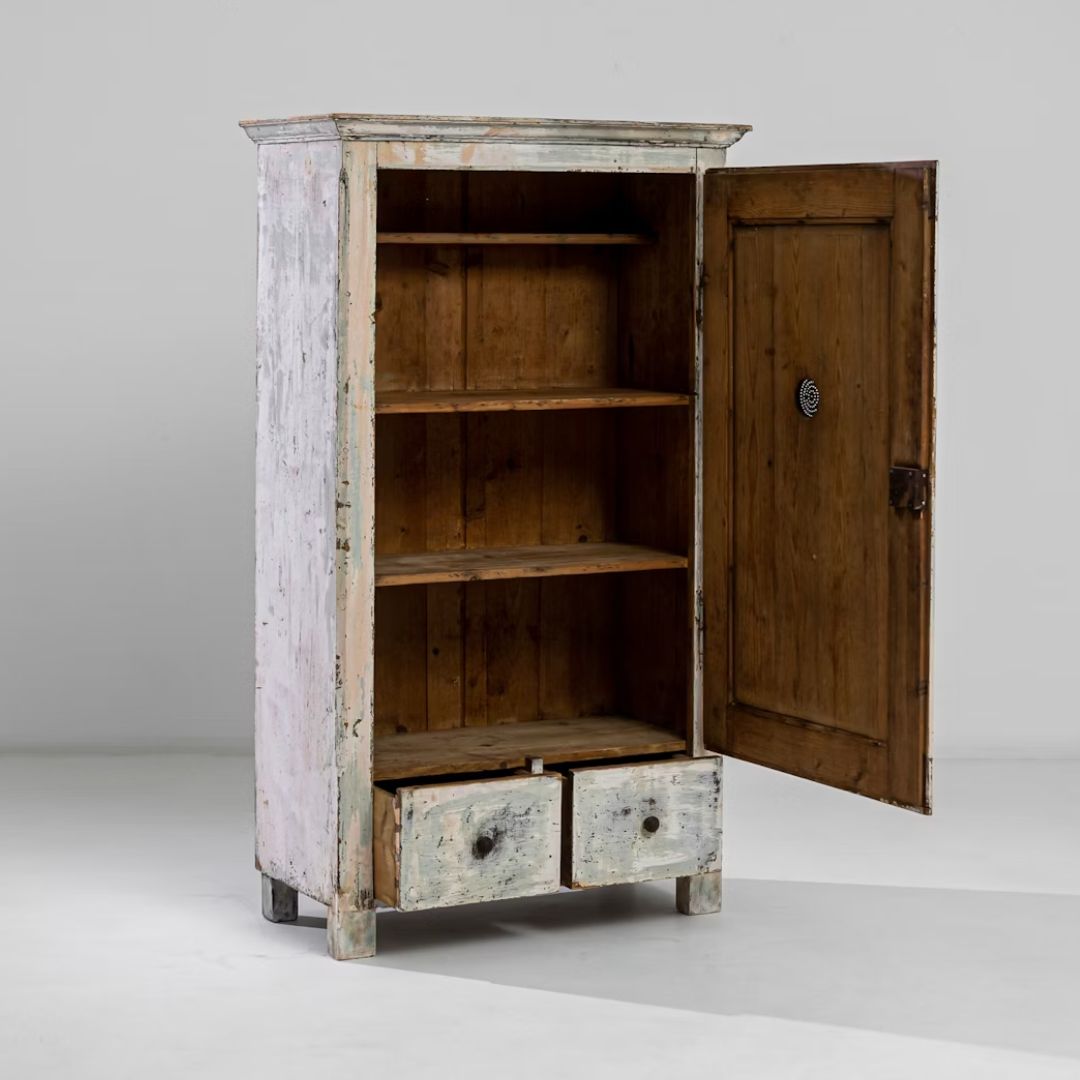 European White and Gray-Blue Patinated Cabinet, Crica 1850
