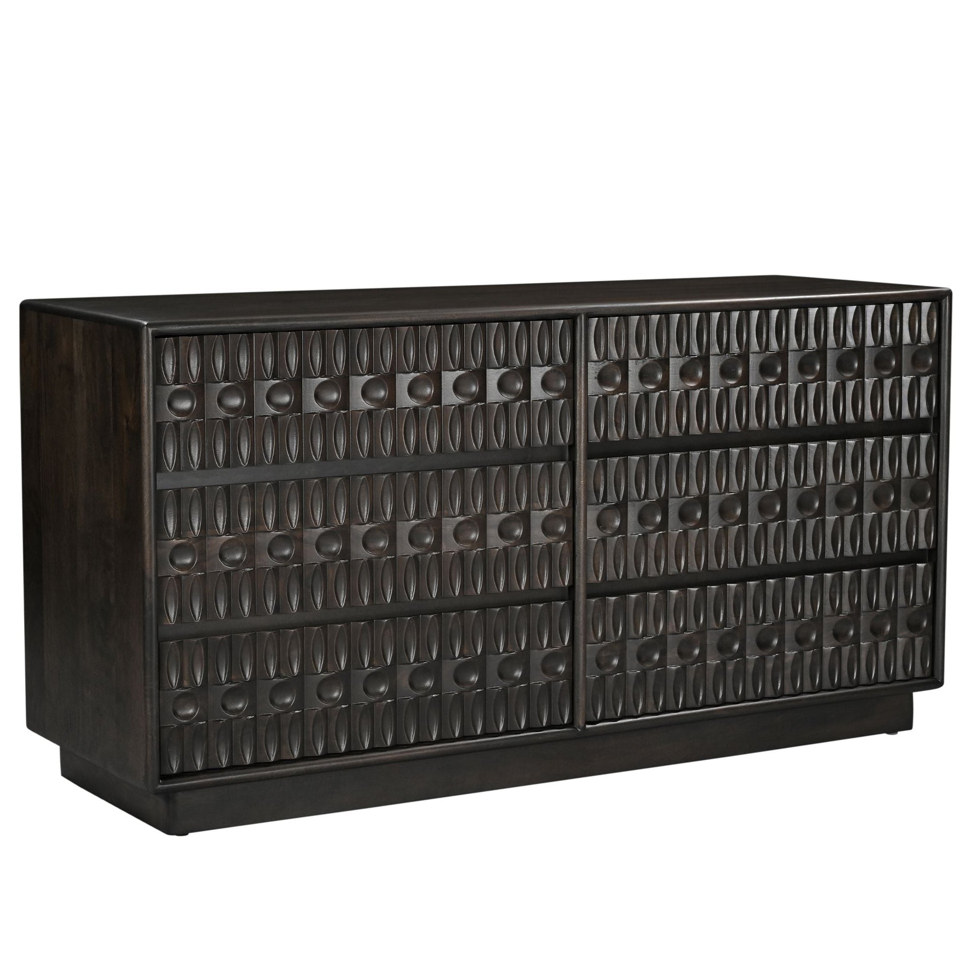 Geometric Dark Java 6-Drawer Dresser