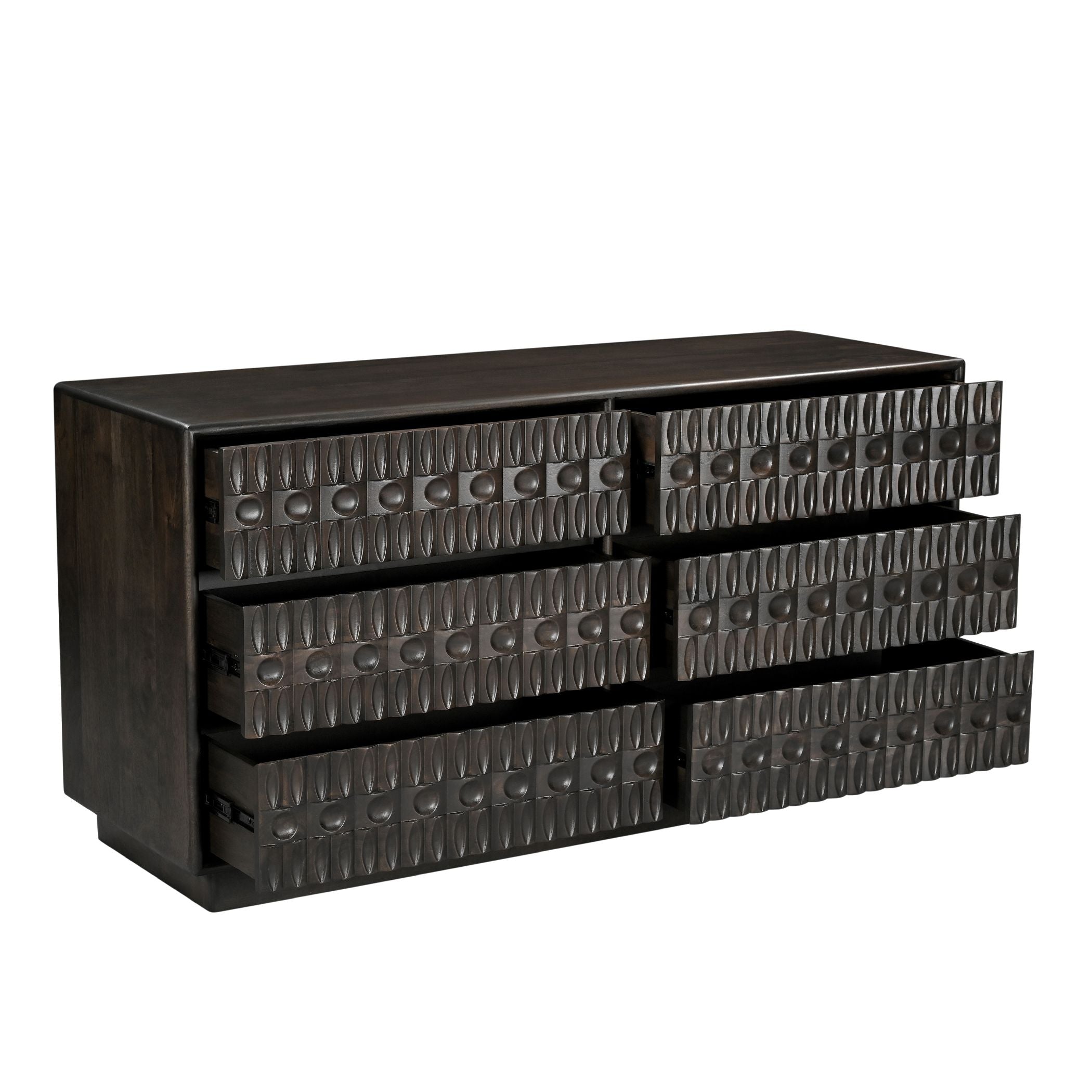 Geometric Dark Java 6-Drawer Dresser
