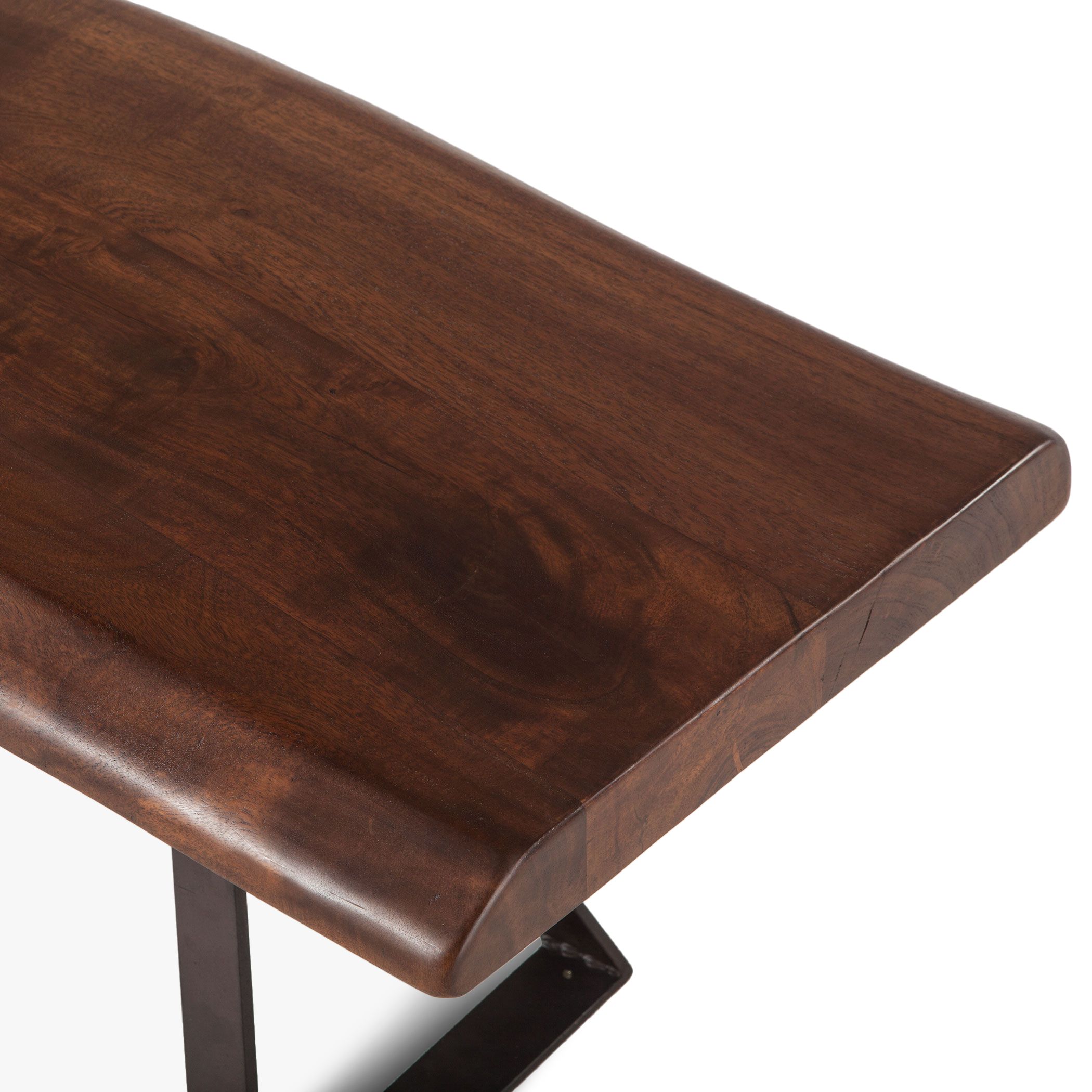 Industrial Live Edge Walnut Bench