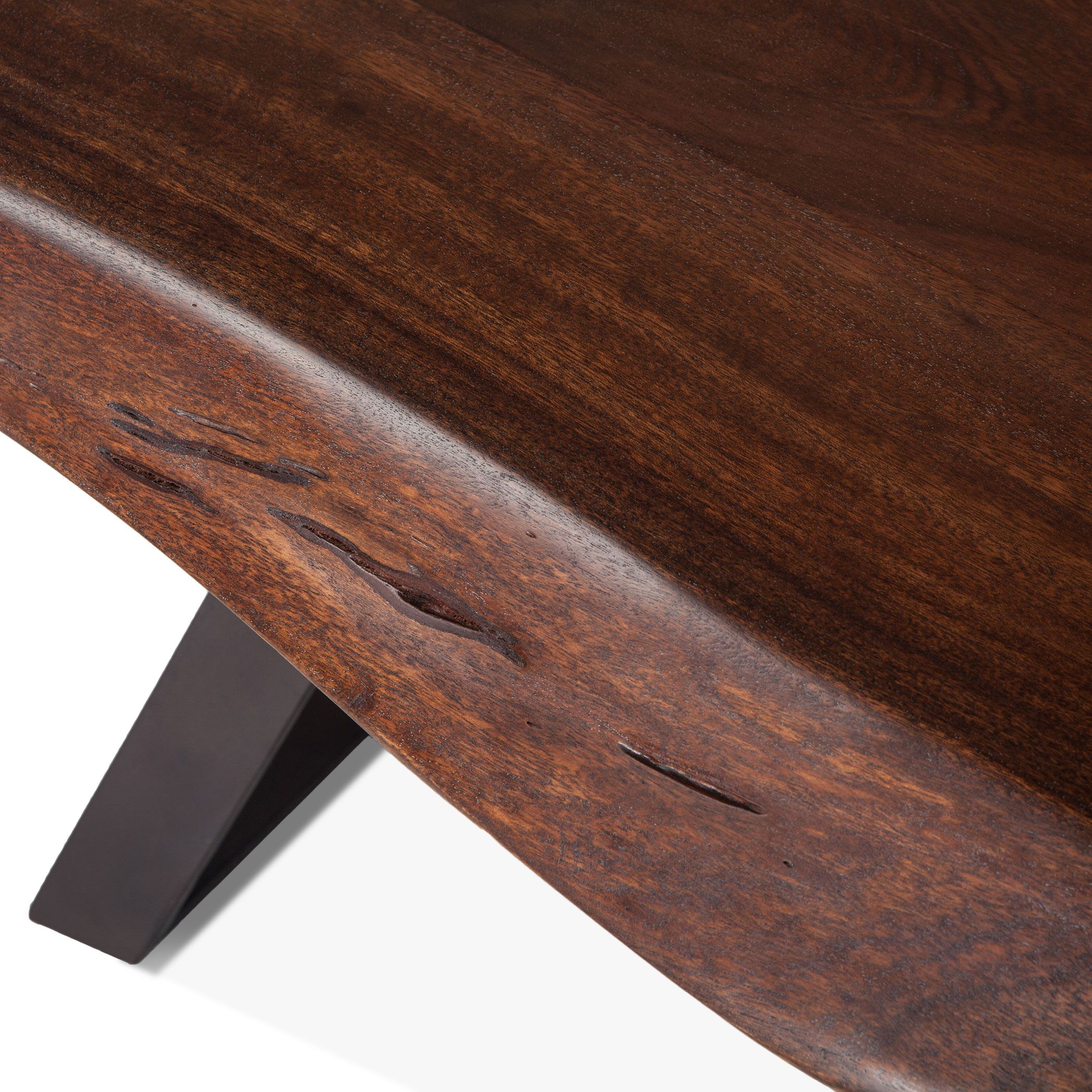 Industrial Live Edge Walnut Bench