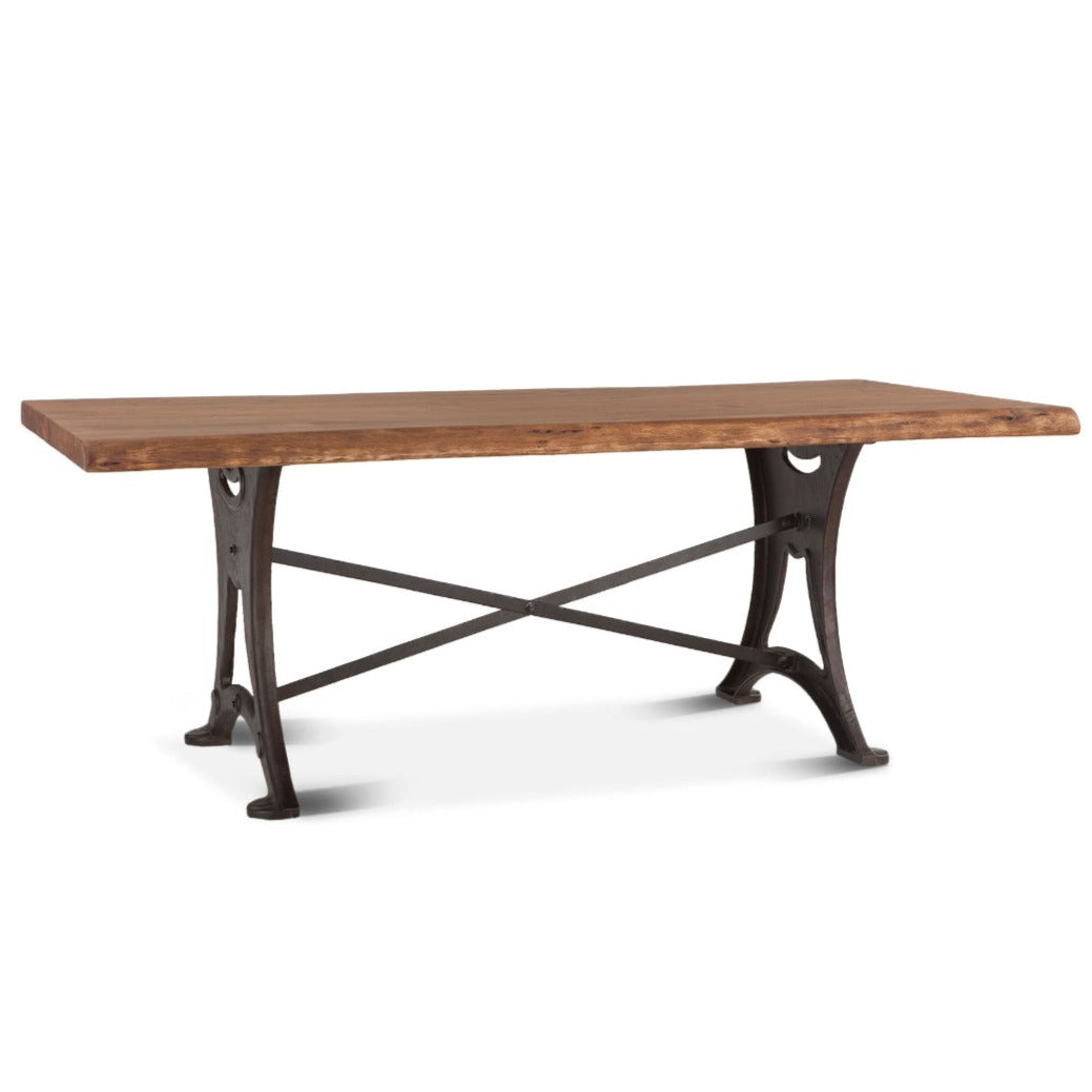 Rustic Wood Iron Forged Pedestal Dining Table