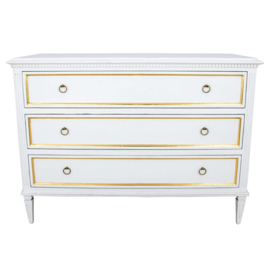 White Adeline Chest with Gold Trim