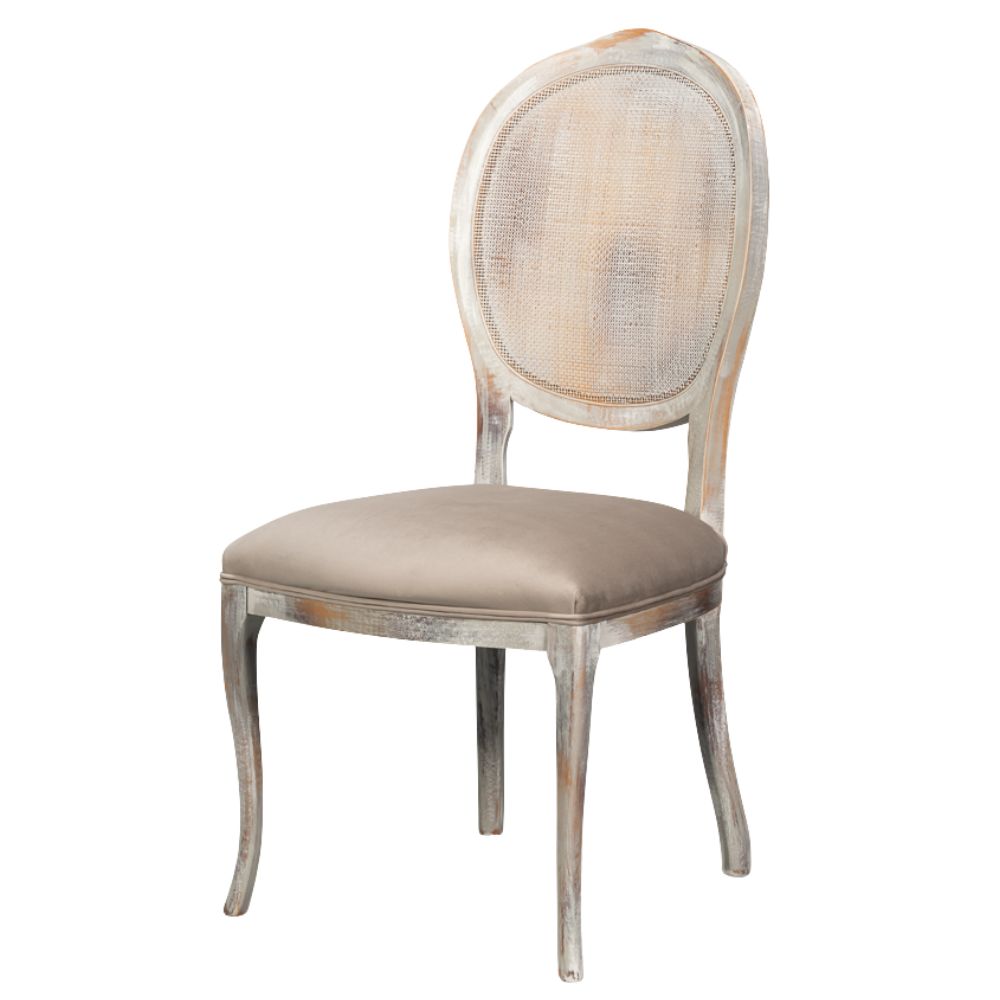 Regal Cane Back Grey Oak Dining Chairs - Pair
