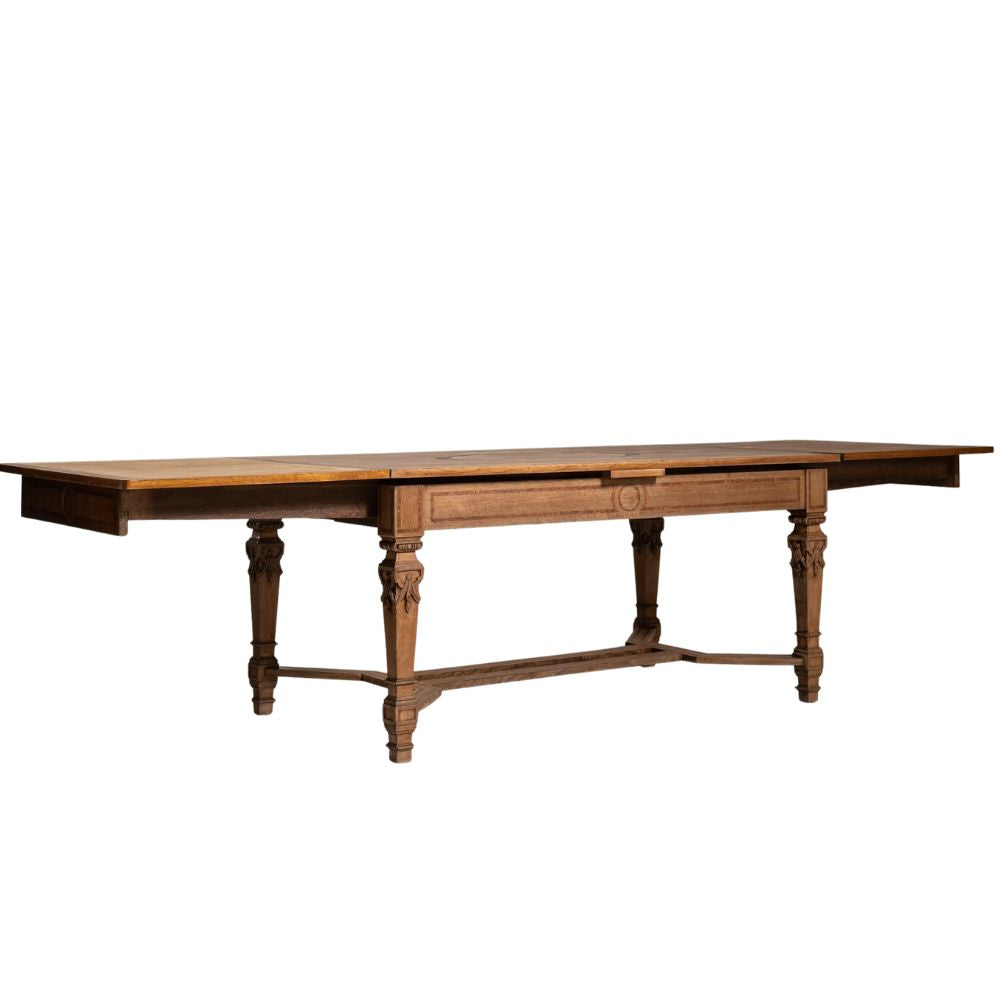 Étoile Antique French Marquetry Extendable Dining Table