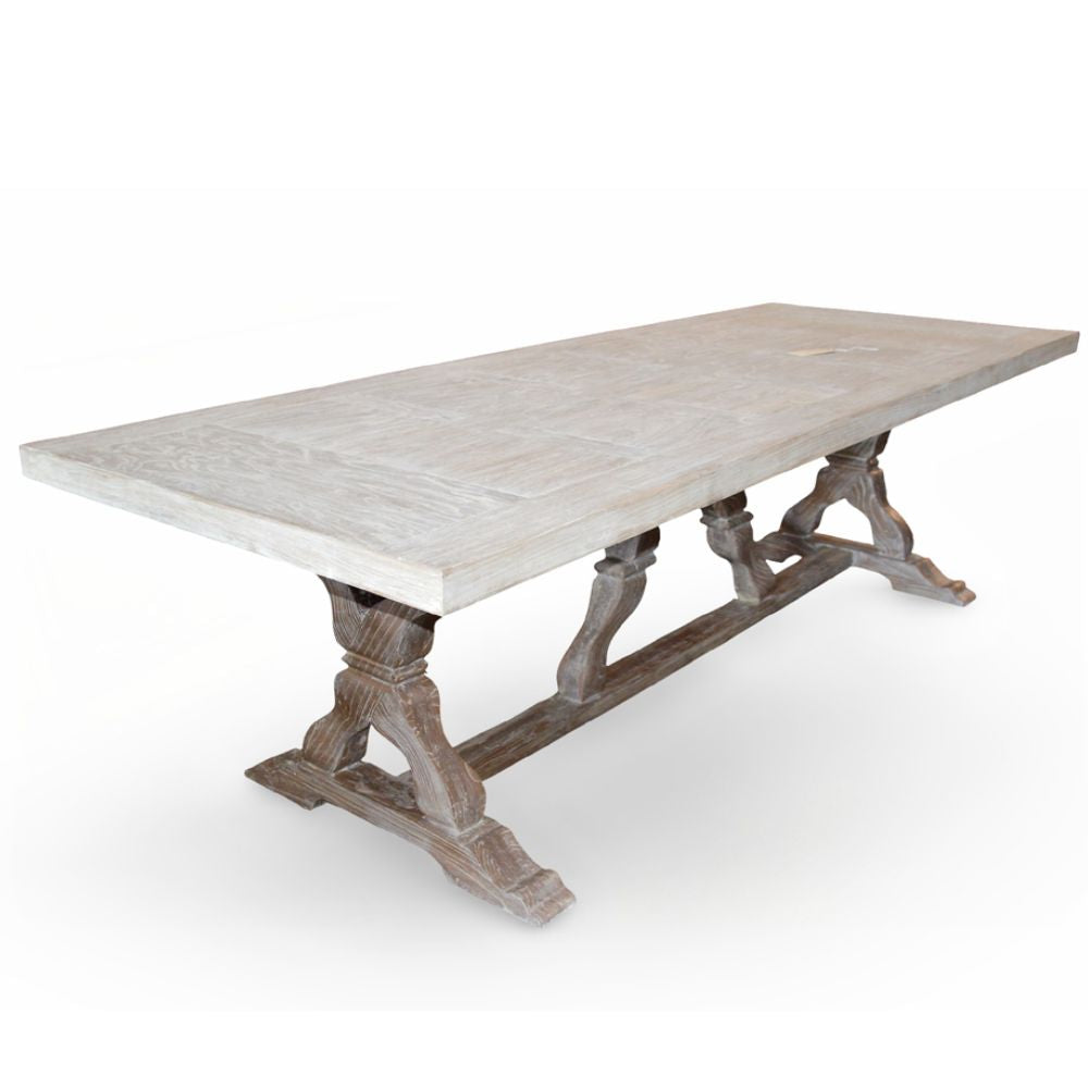 Rustic Parquet Wood Top Sculpted Dining Table