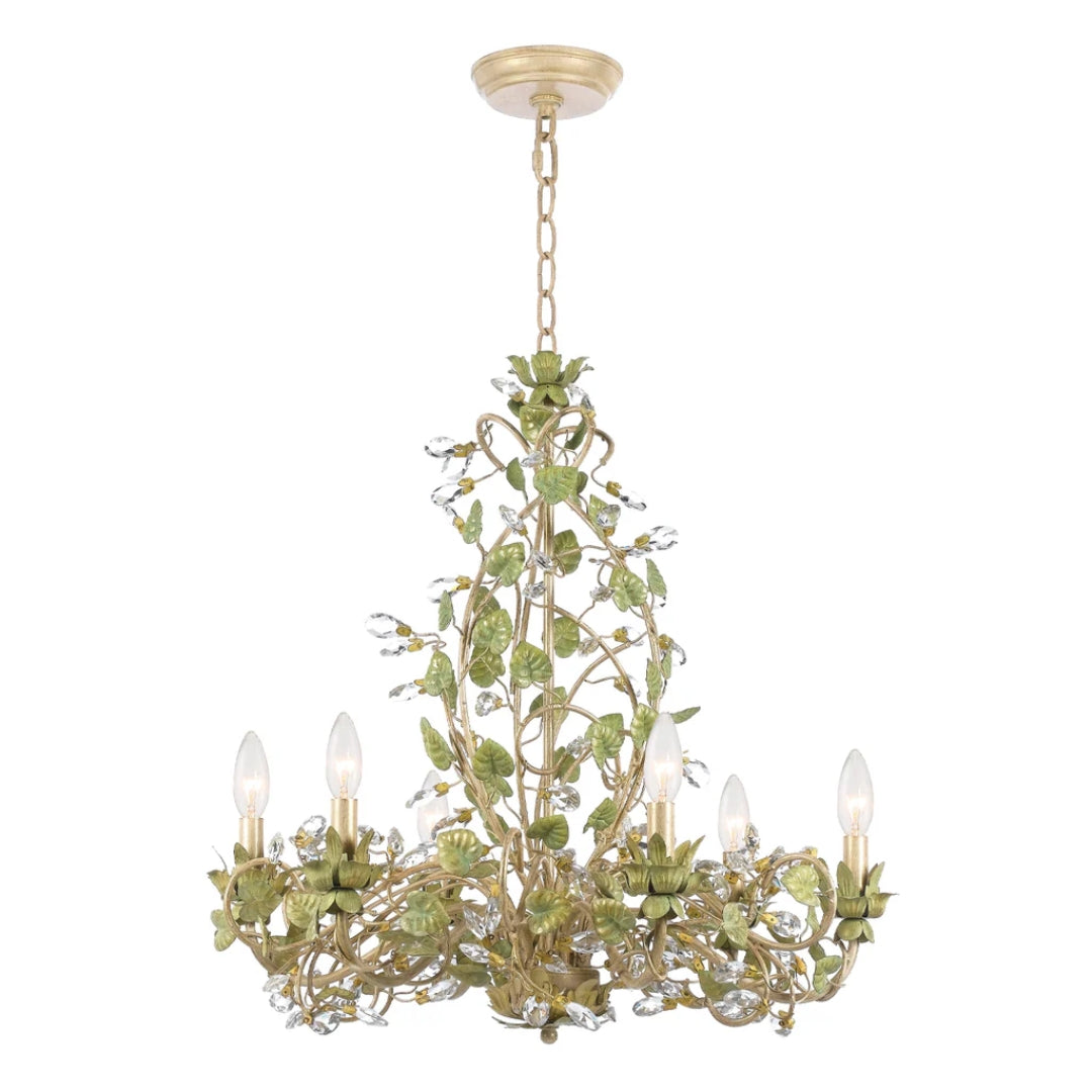 Floral Green Crystal Leaf Chandelier