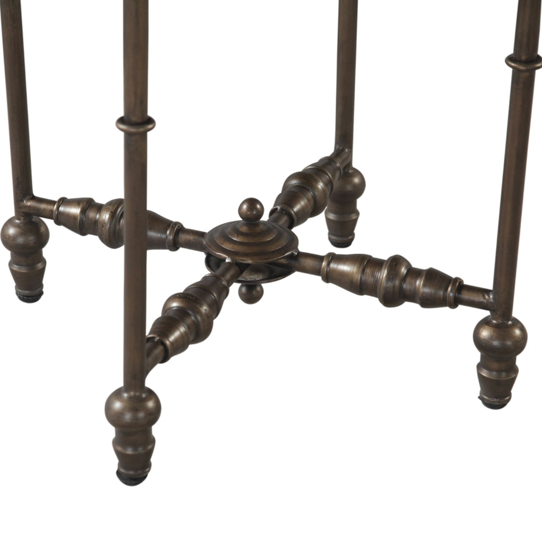 Floral Leaf Ivory Inlay Accent Table