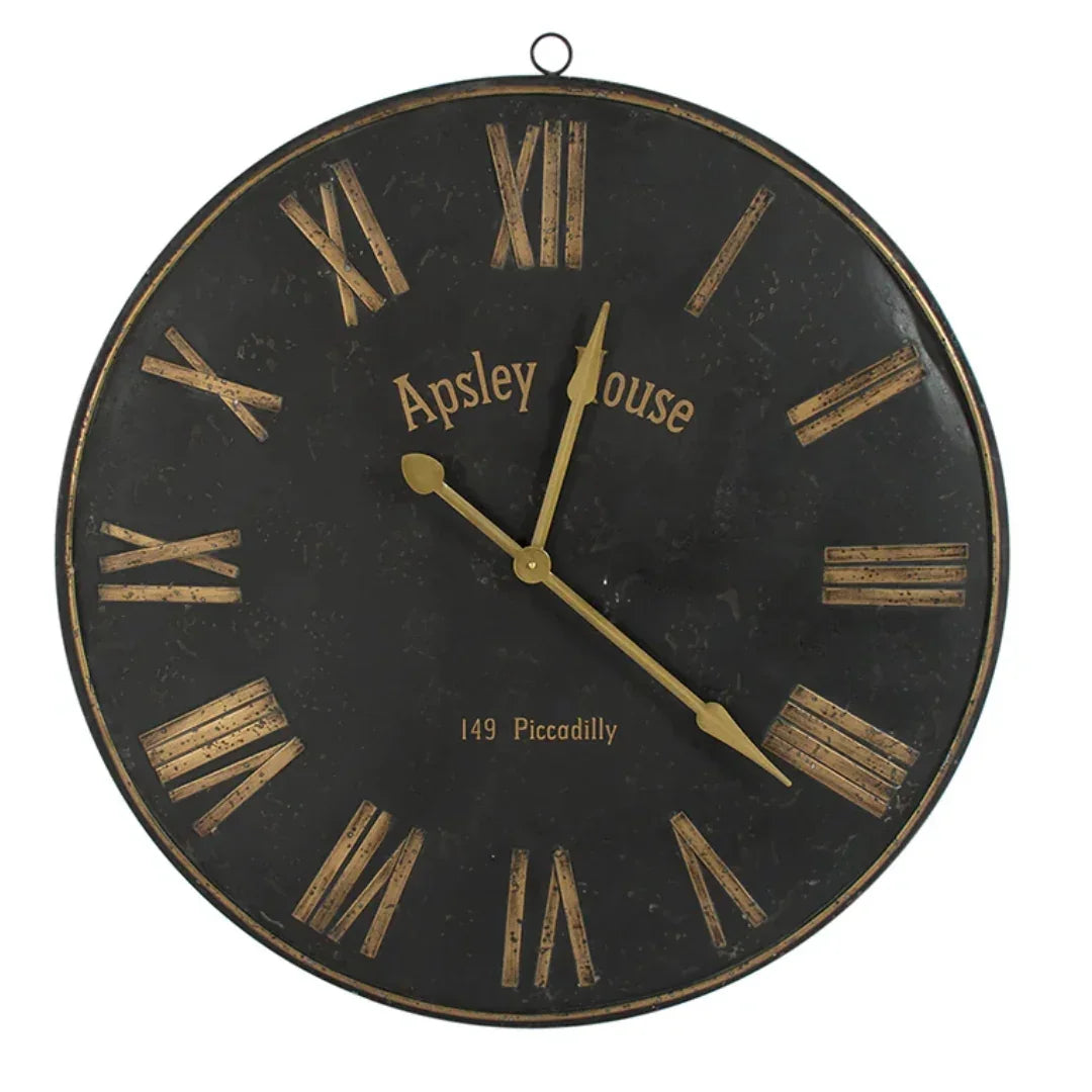 French Black Iron Roman Numeral Clock