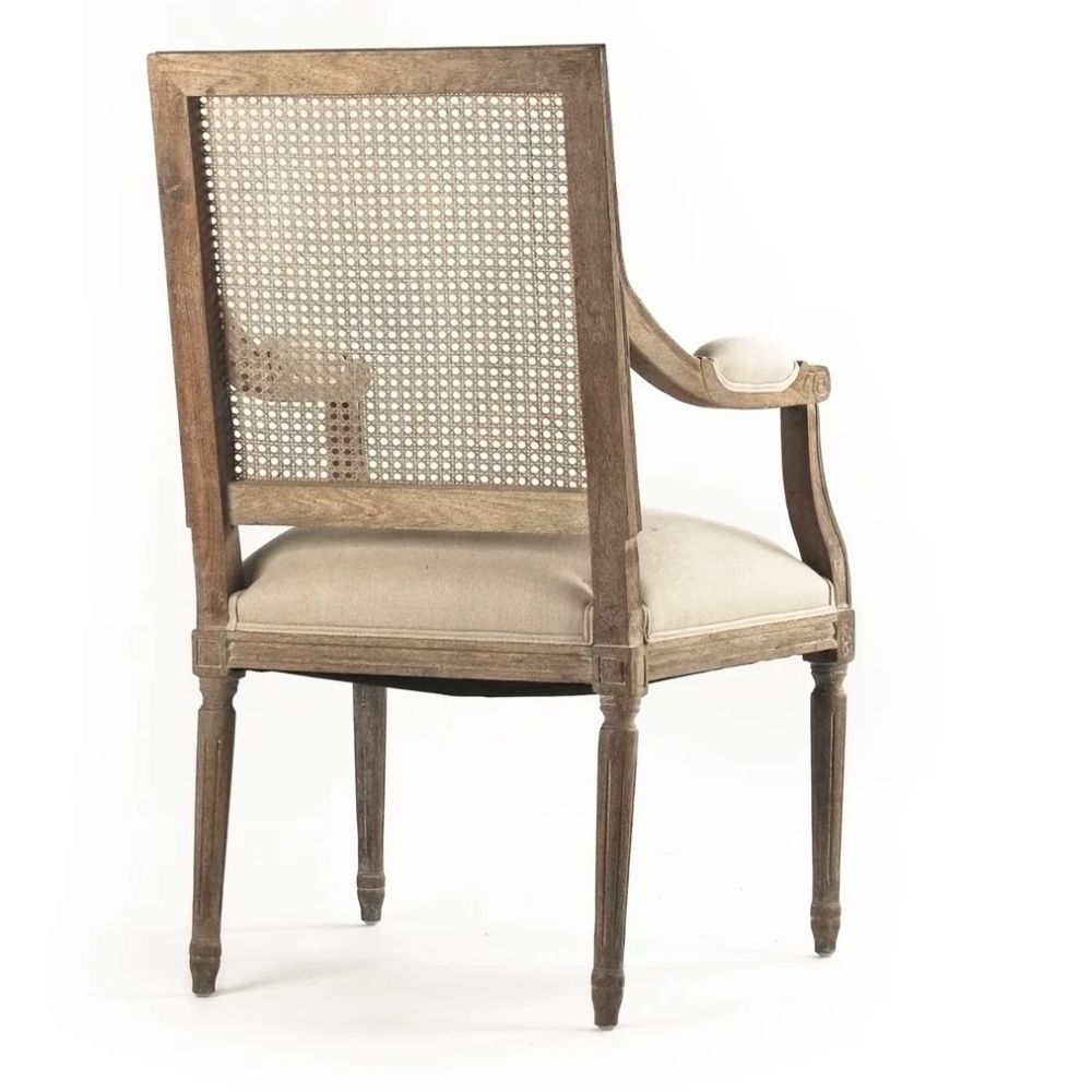 French Cane Square Back Louis Armchair