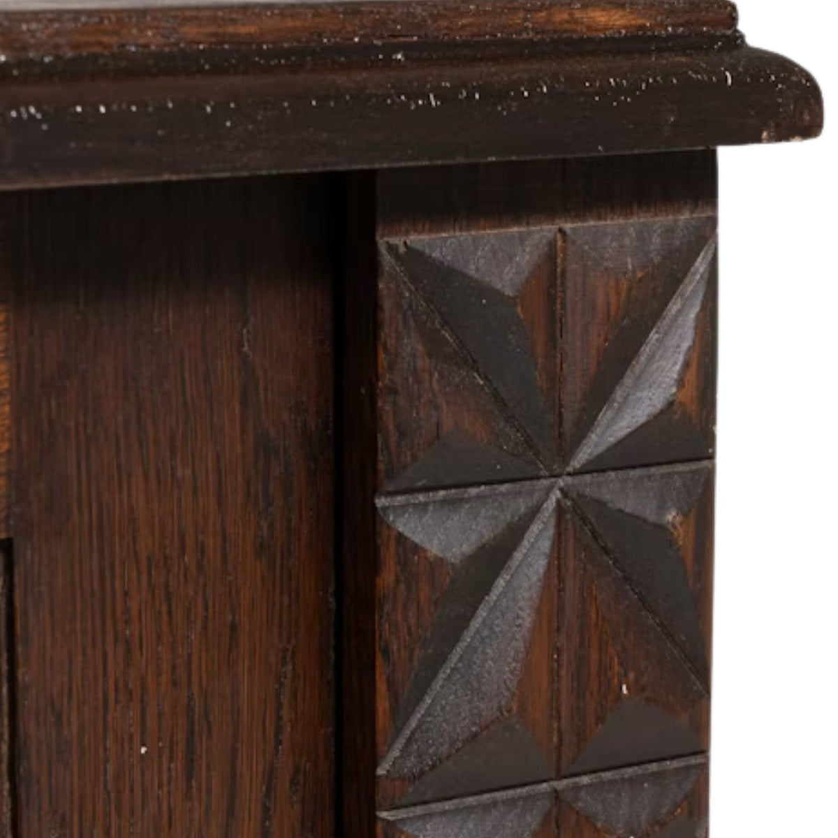 French Rustic Starburst Carved Side Cabinets – Set of Two