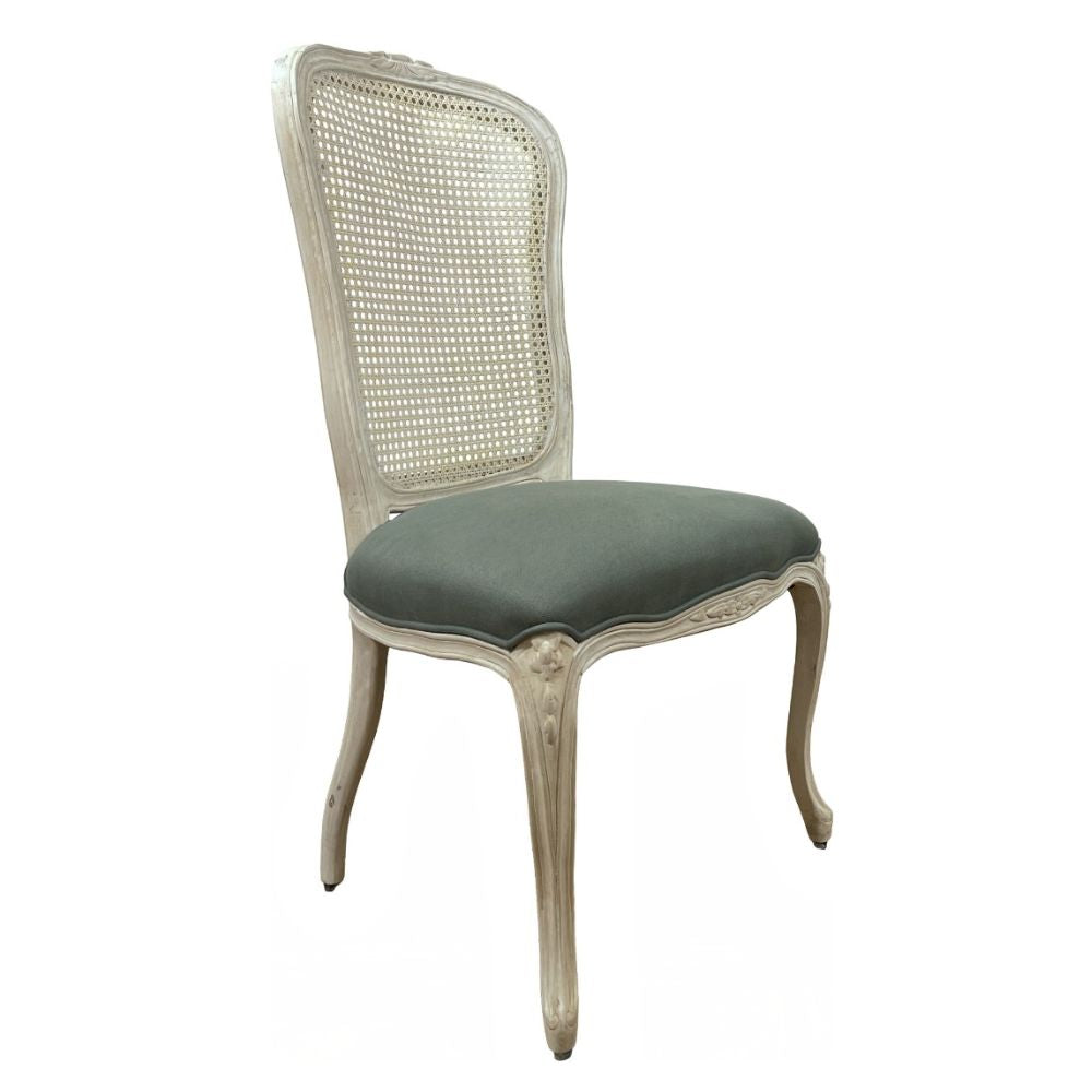 French Country Ornately Carved Cane Chair