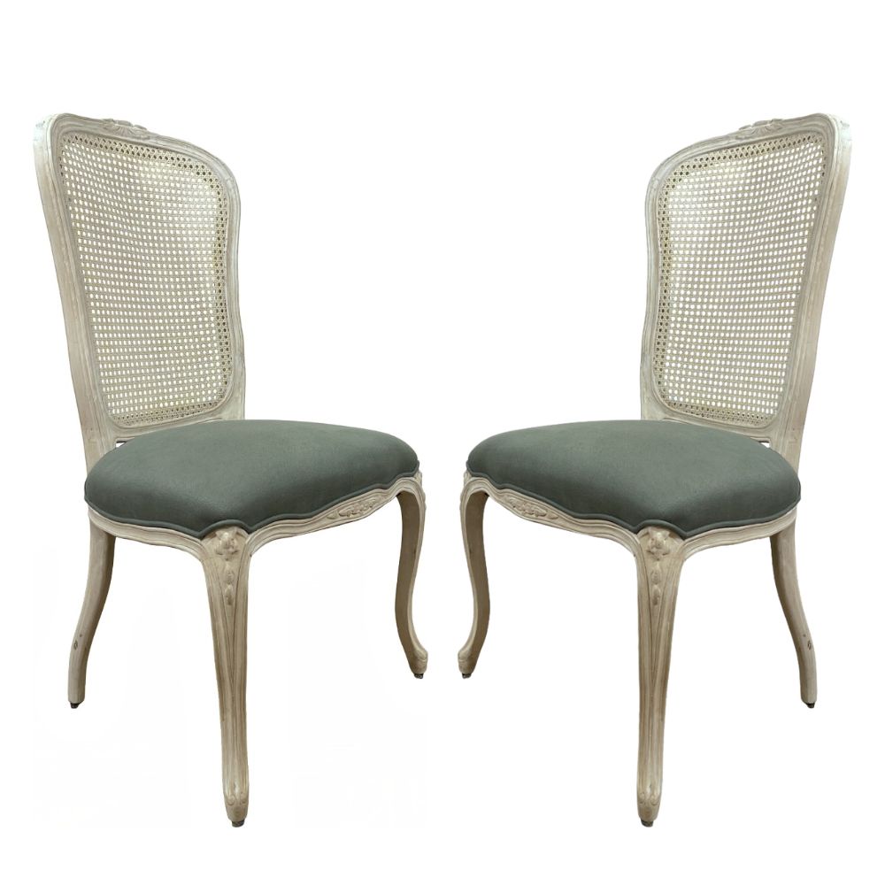 French Country Ornately Carved Cane Chair