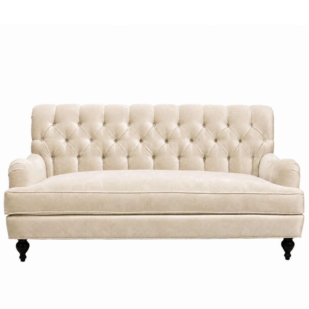 French Country Rolled Arm Tufted Sofa