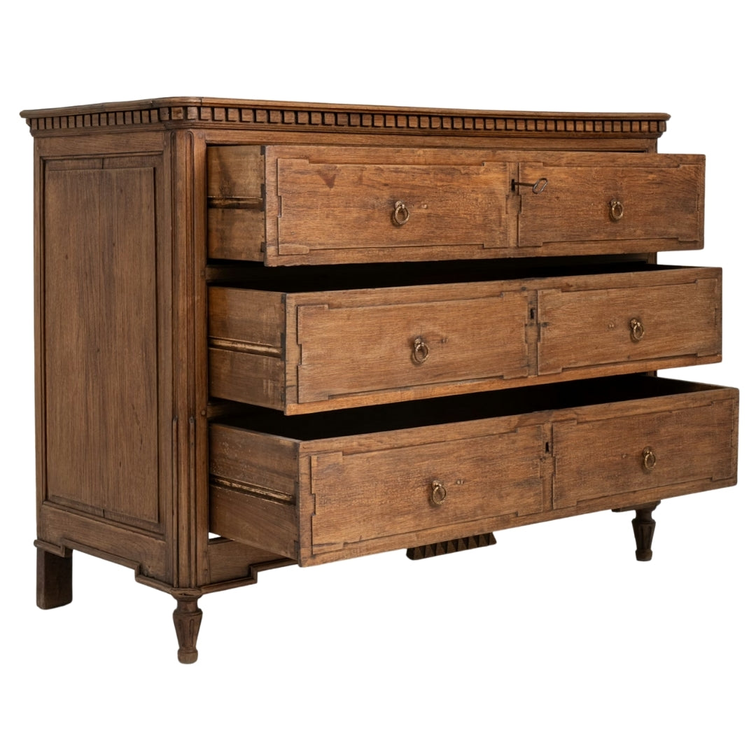 French Louis XVI Oak Chest Drawer, Circa 1820