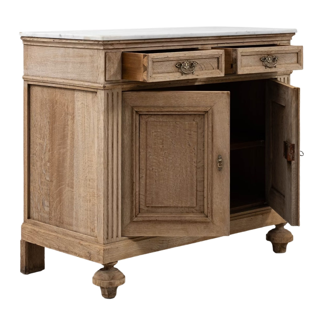 French Country White Marble Top Buffet, Circa 1870
