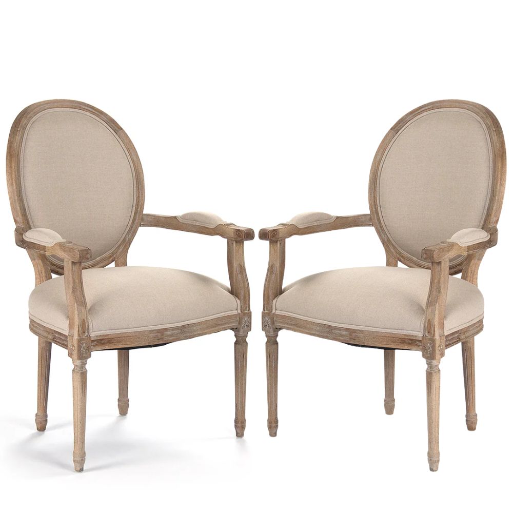 French Medallion Natural Louis Armchair