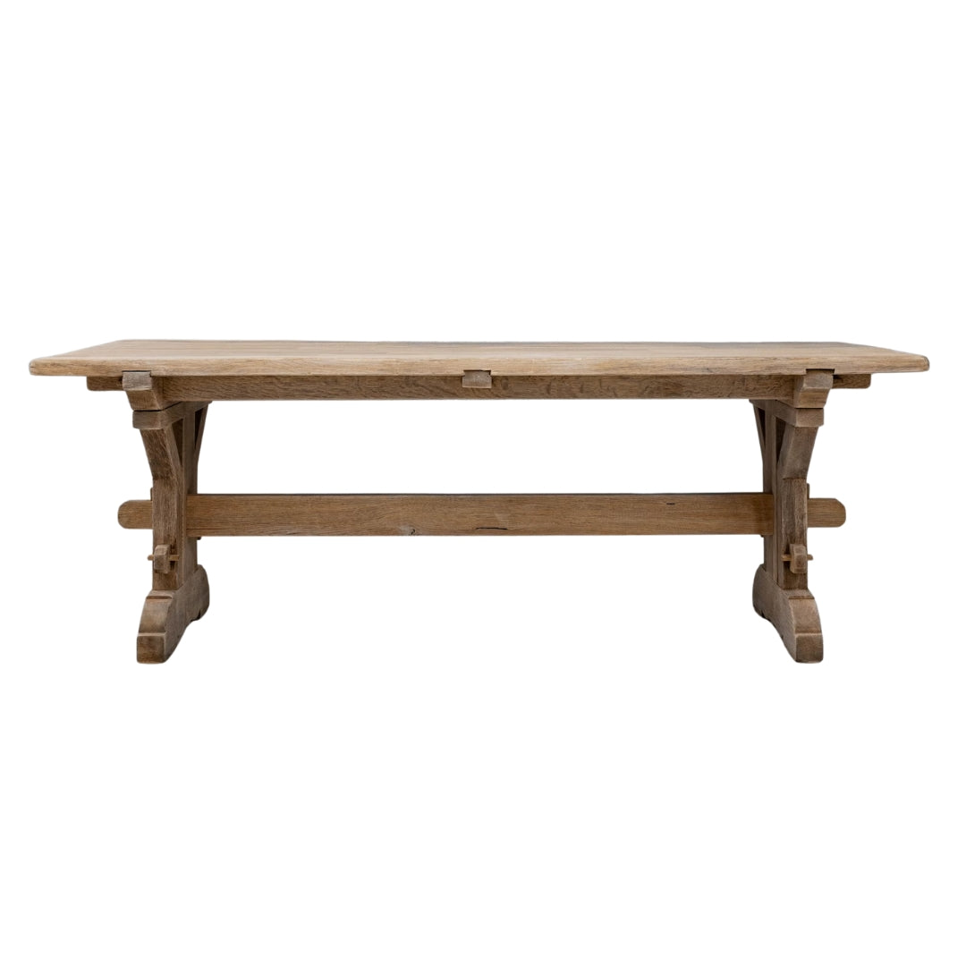 French Farmhouse Oak Trestle Table, Circa 1940
