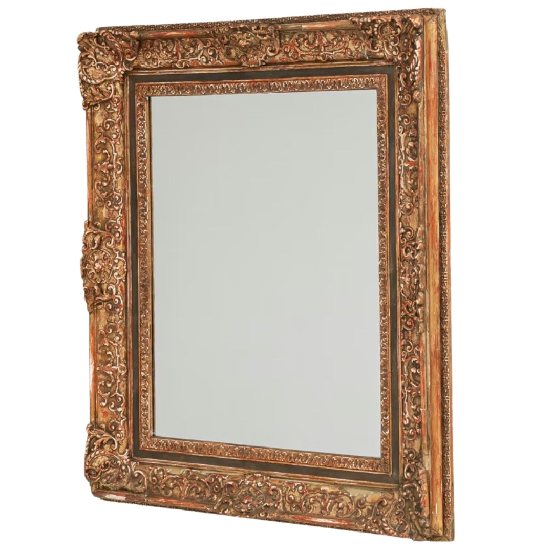 Renaissance Ornate Gold French Antique Mirror, Circa 1880