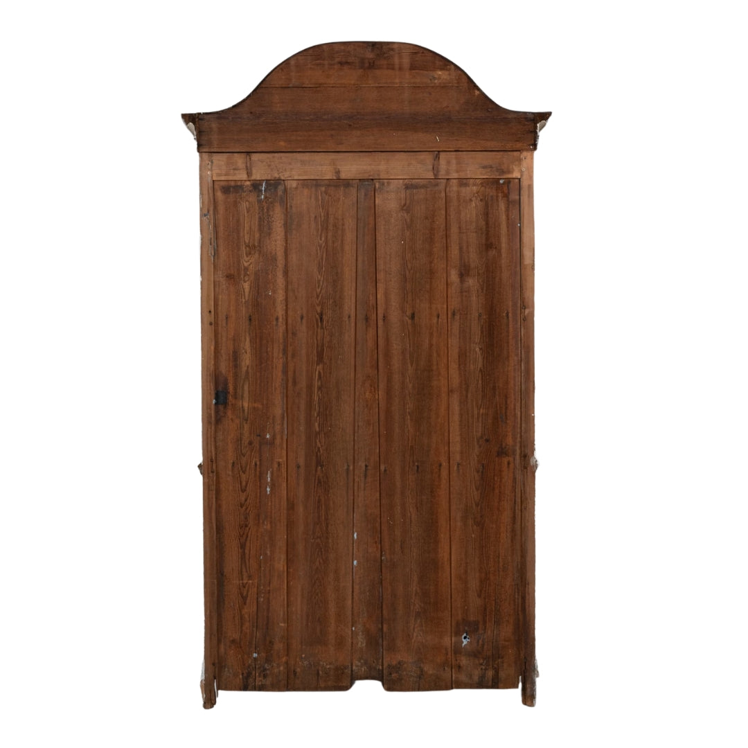 Arched French Patinated Chicken Wire-Door Cabinet, Circa 1840