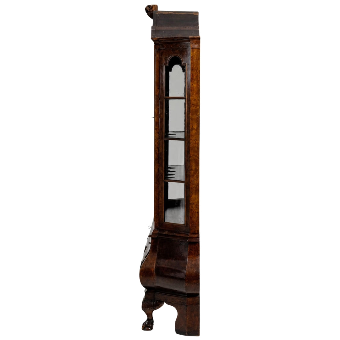 Antique Baroque Burl Wood Display Cabinet, Circa 1850