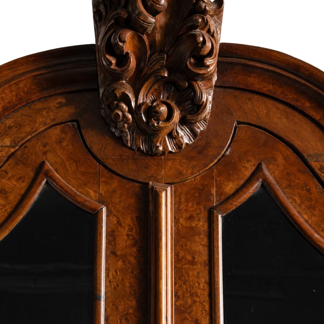 Antique Baroque Burl Wood Display Cabinet, Circa 1850