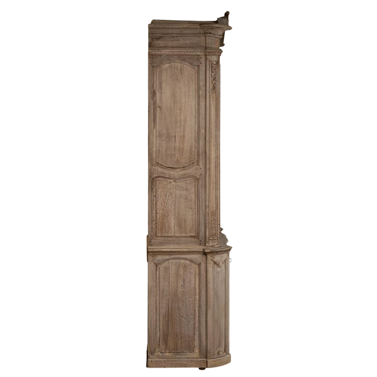 French Provincial Carved Oak Display Cabinet with Drawers, Circa 1800