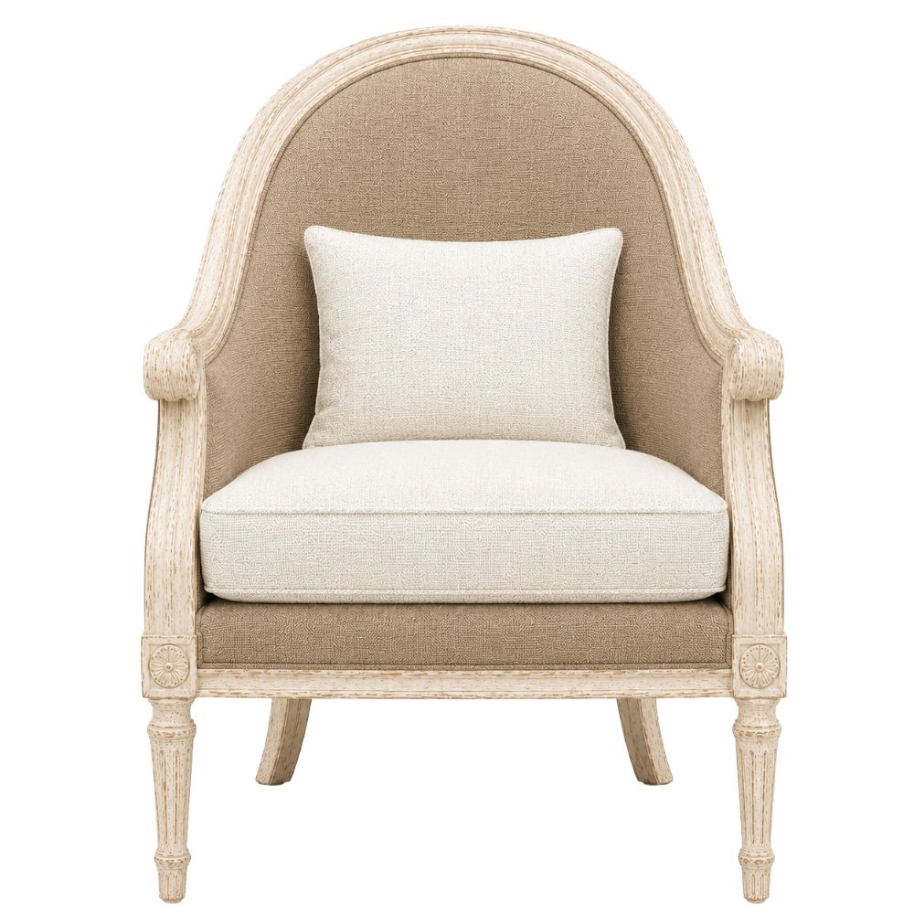French Jute Cream Louis Accent Chair