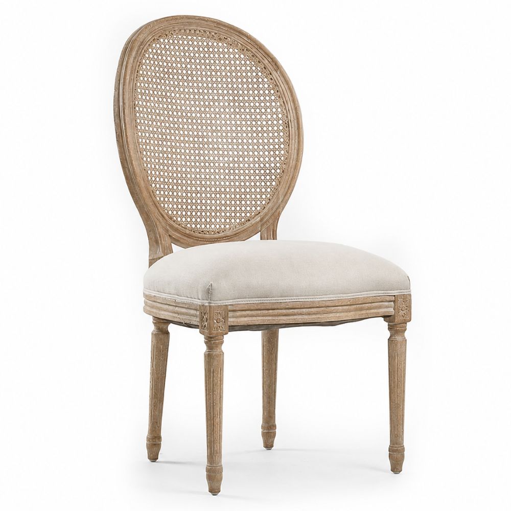 French Cane Louis Medallion Side Chair