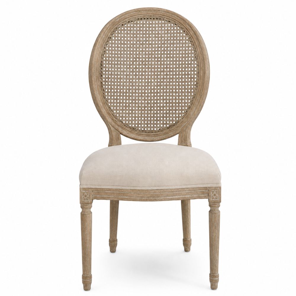 French Cane Louis Medallion Side Chair
