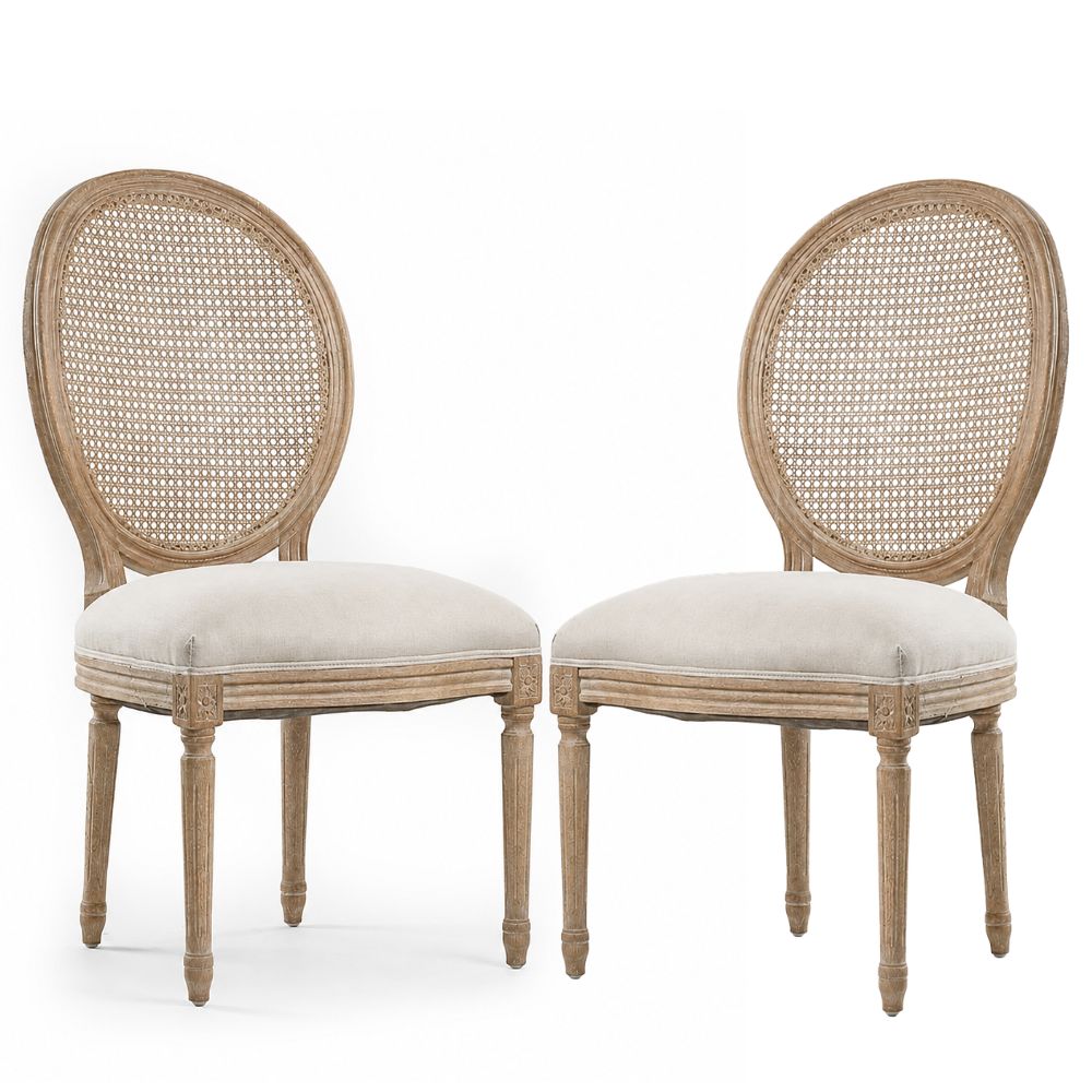 French Cane Louis Medallion Side Chair