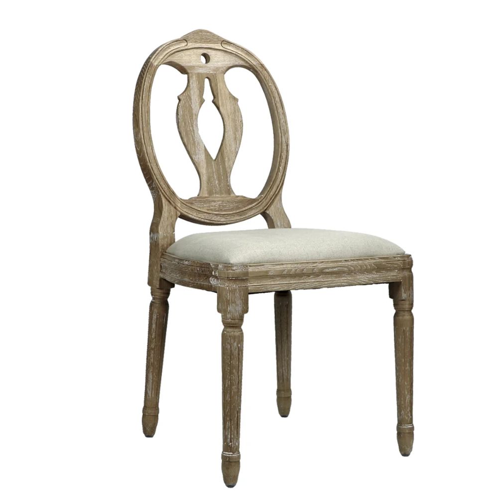 French Country Wood Slat Back Dining Chair Set