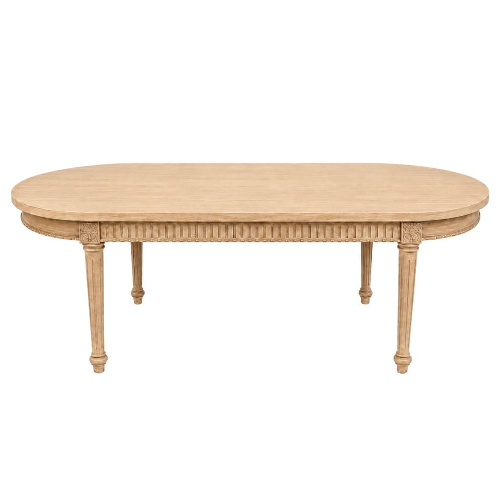 72” Wide Custom Light Wood Stained French Louis Oval Dining Table