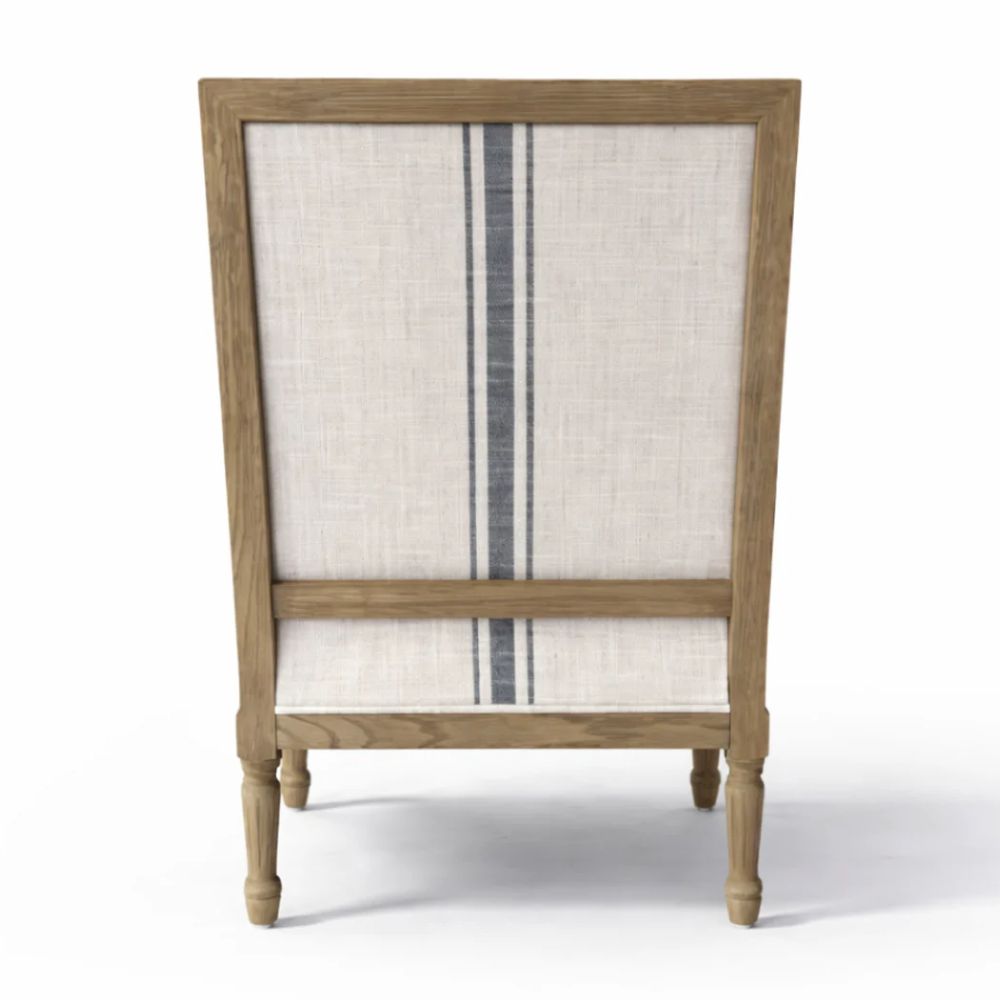 French Louis Blue Striped Armchair