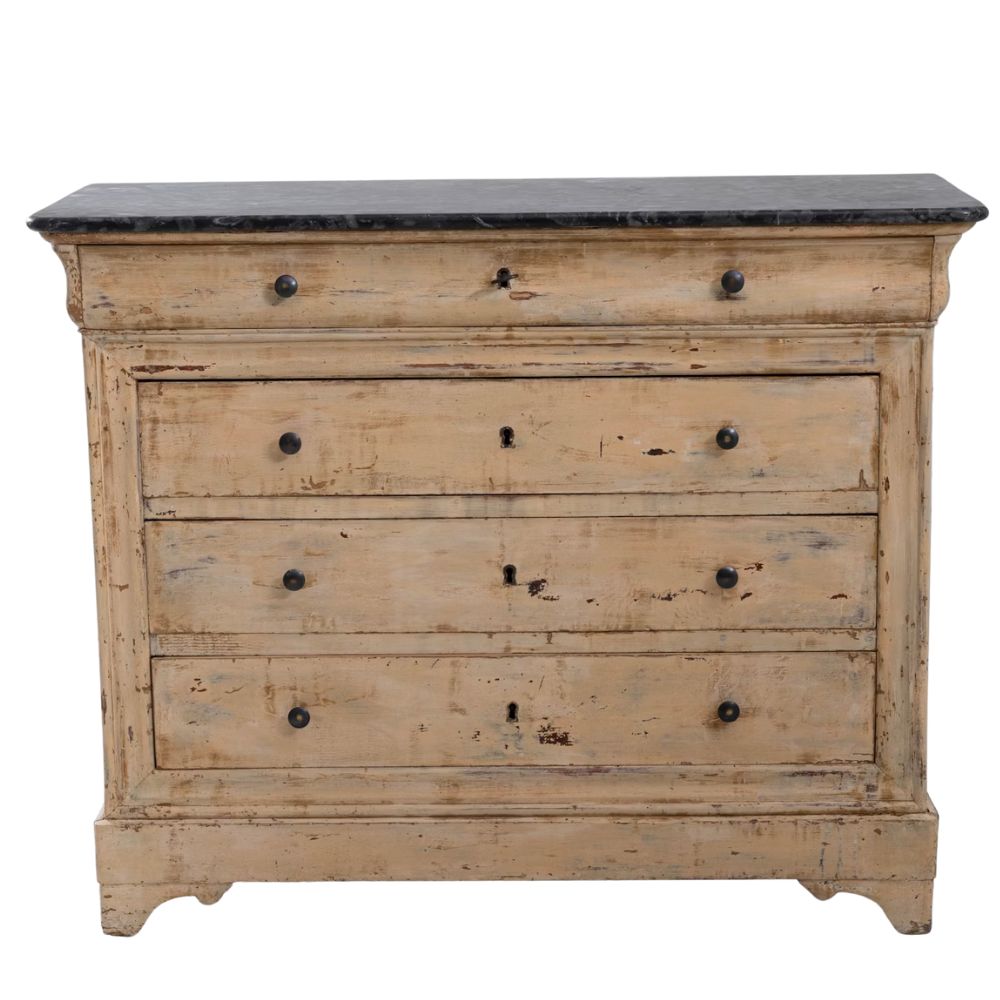 French Patinated Marble Top Dresser, Circa 1880