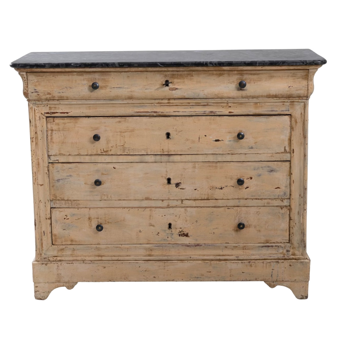 French Patinated Marble Top Dresser, Circa 1880