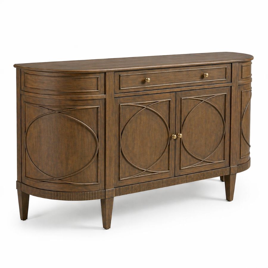 Elegant Curved White Sideboard