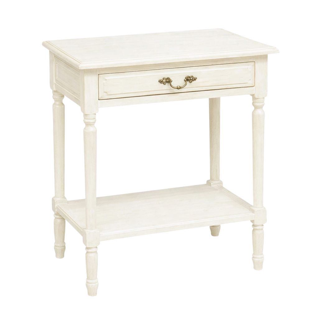 French White Provence Single Drawer Side Table