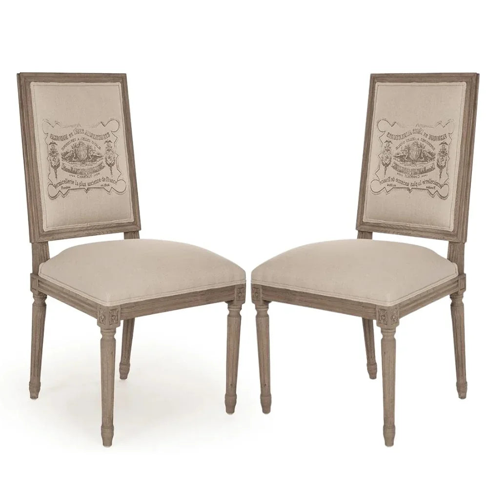 French Wine Label Louis Natural Side Chair