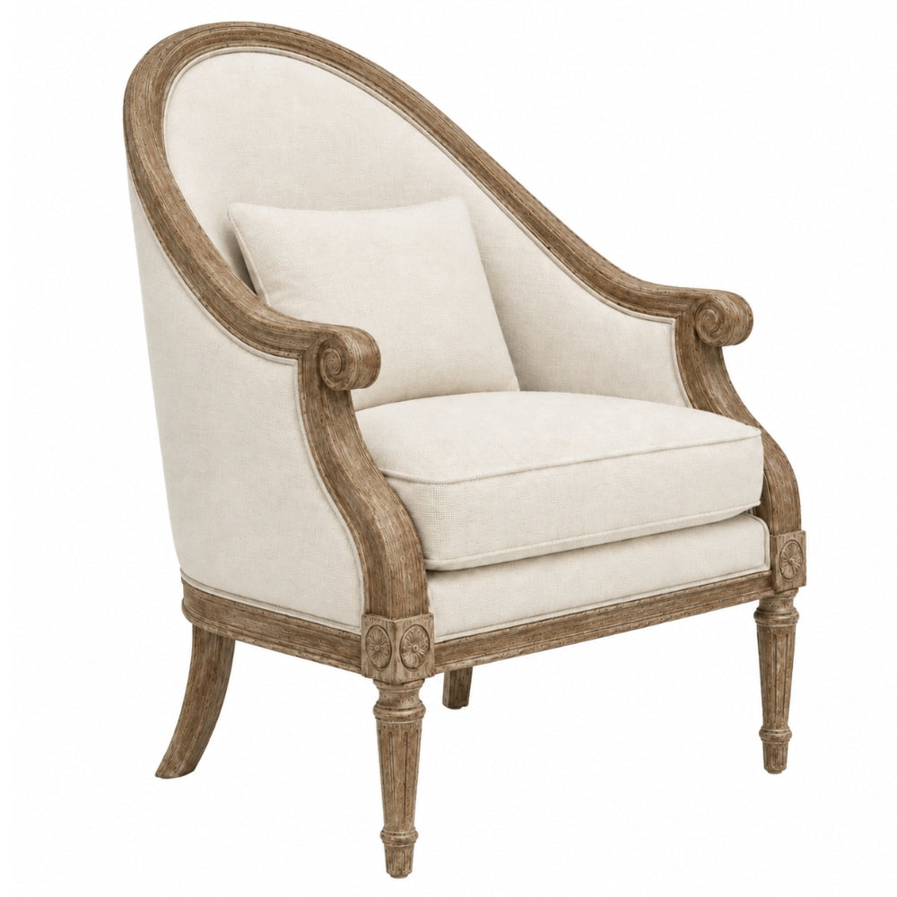 French Wood Framed Louis Accent Chair