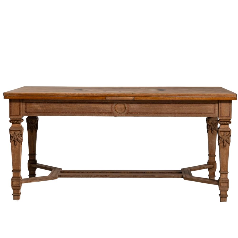 Étoile Antique French Marquetry Extendable Dining Table