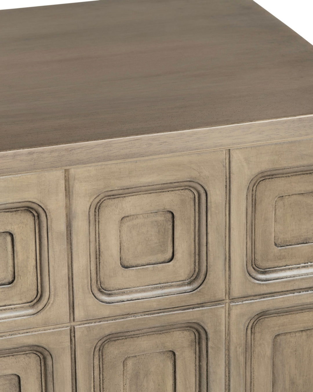 Geometric Patterned Vintage Wood Sideboard