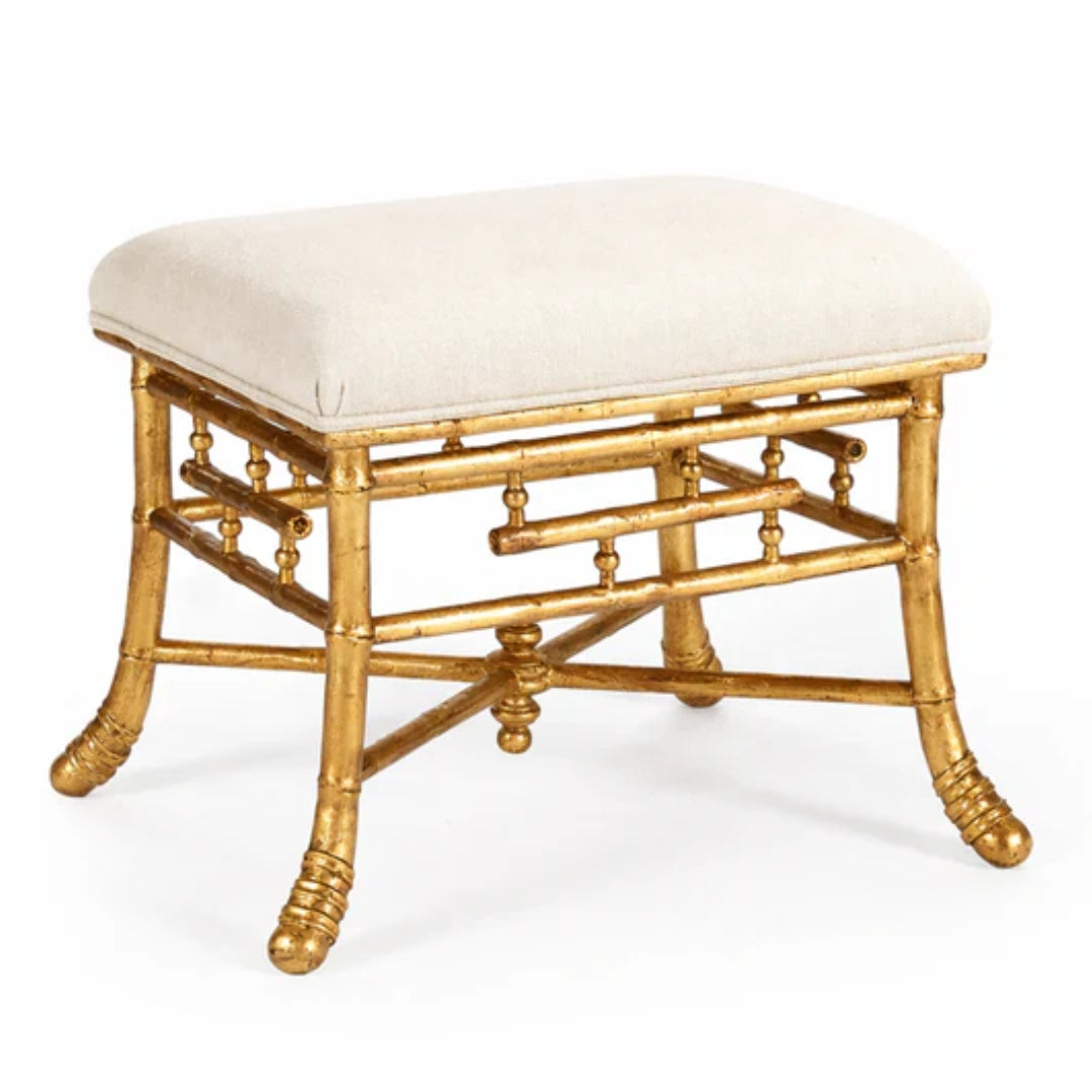 Gilded Bamboo-Style Chinoiserie Stool