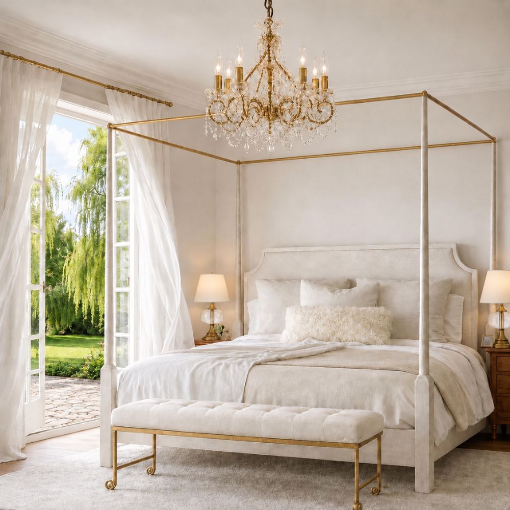 Glam Gold and White Canopy Bedroom