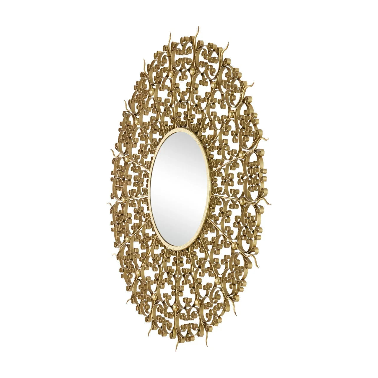Gold Leaf Sunburst Round Mirror
