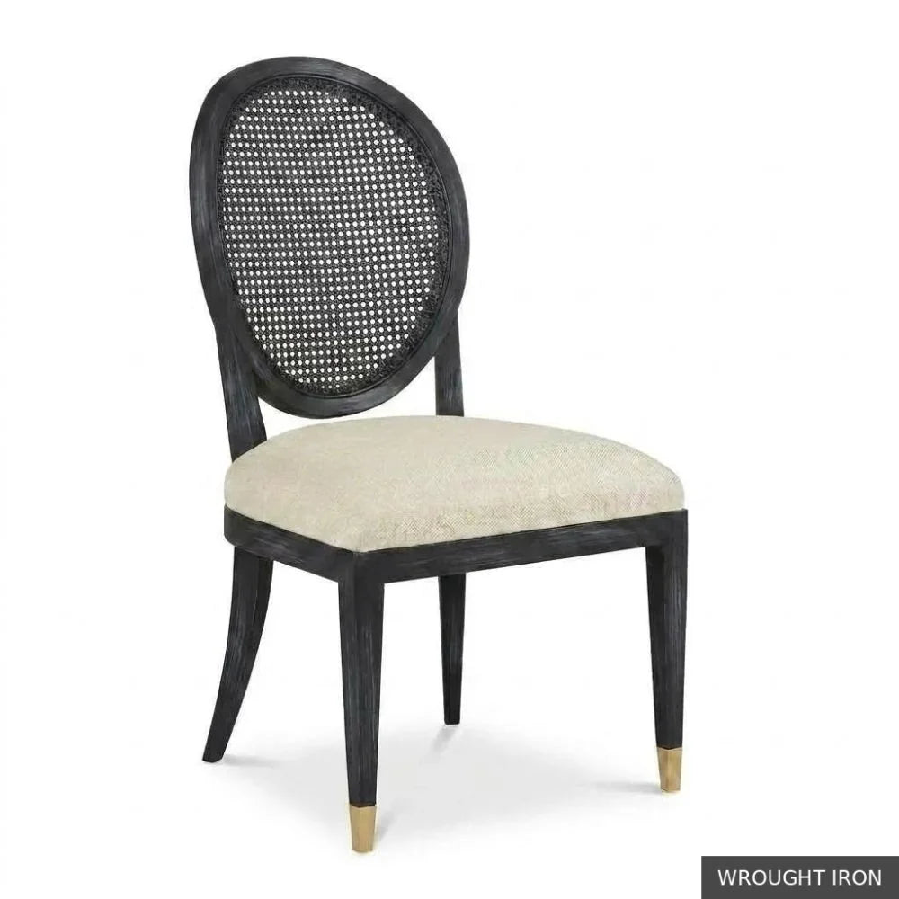 Gold Tip White Cane Back Chair