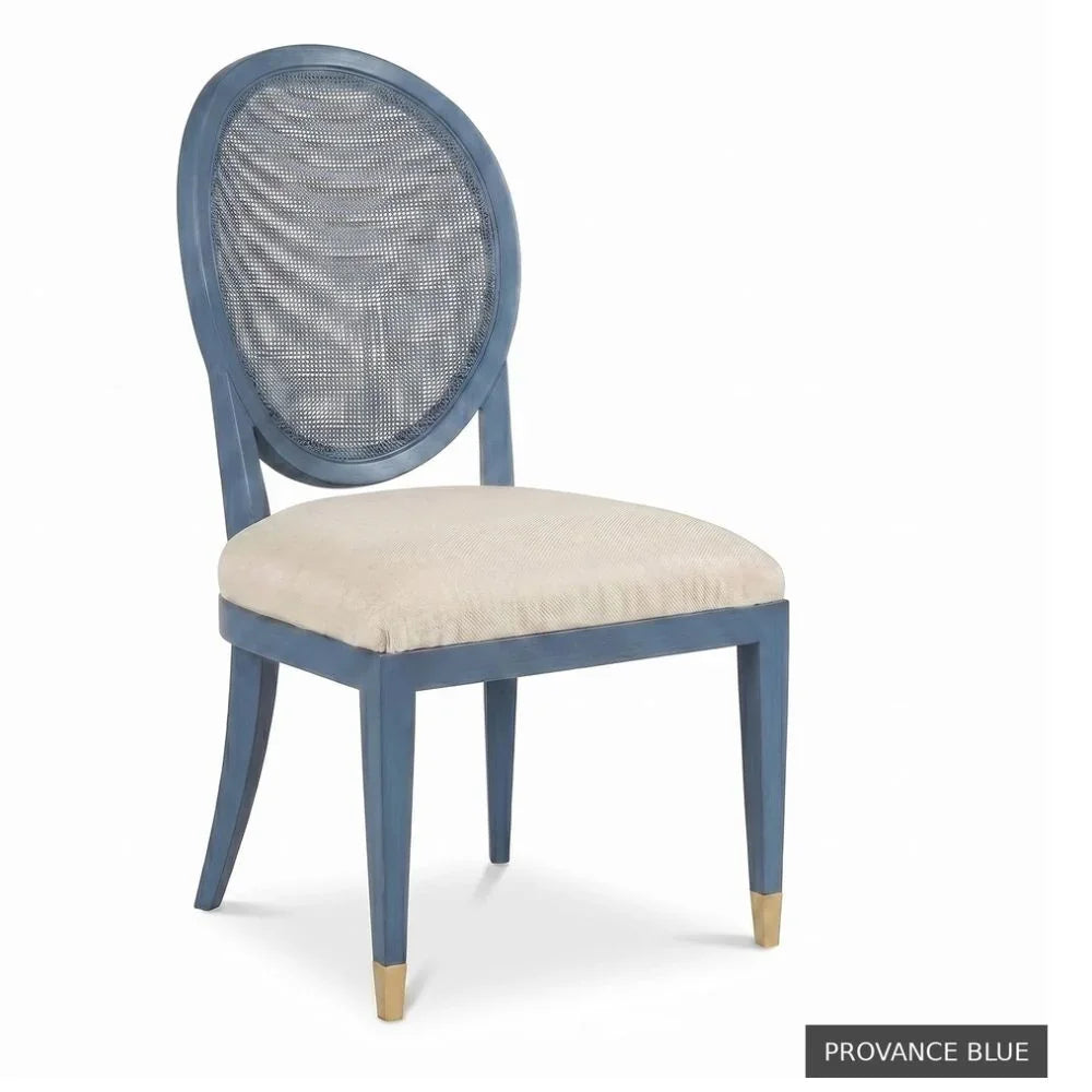 Gold Tip White Cane Back Chair