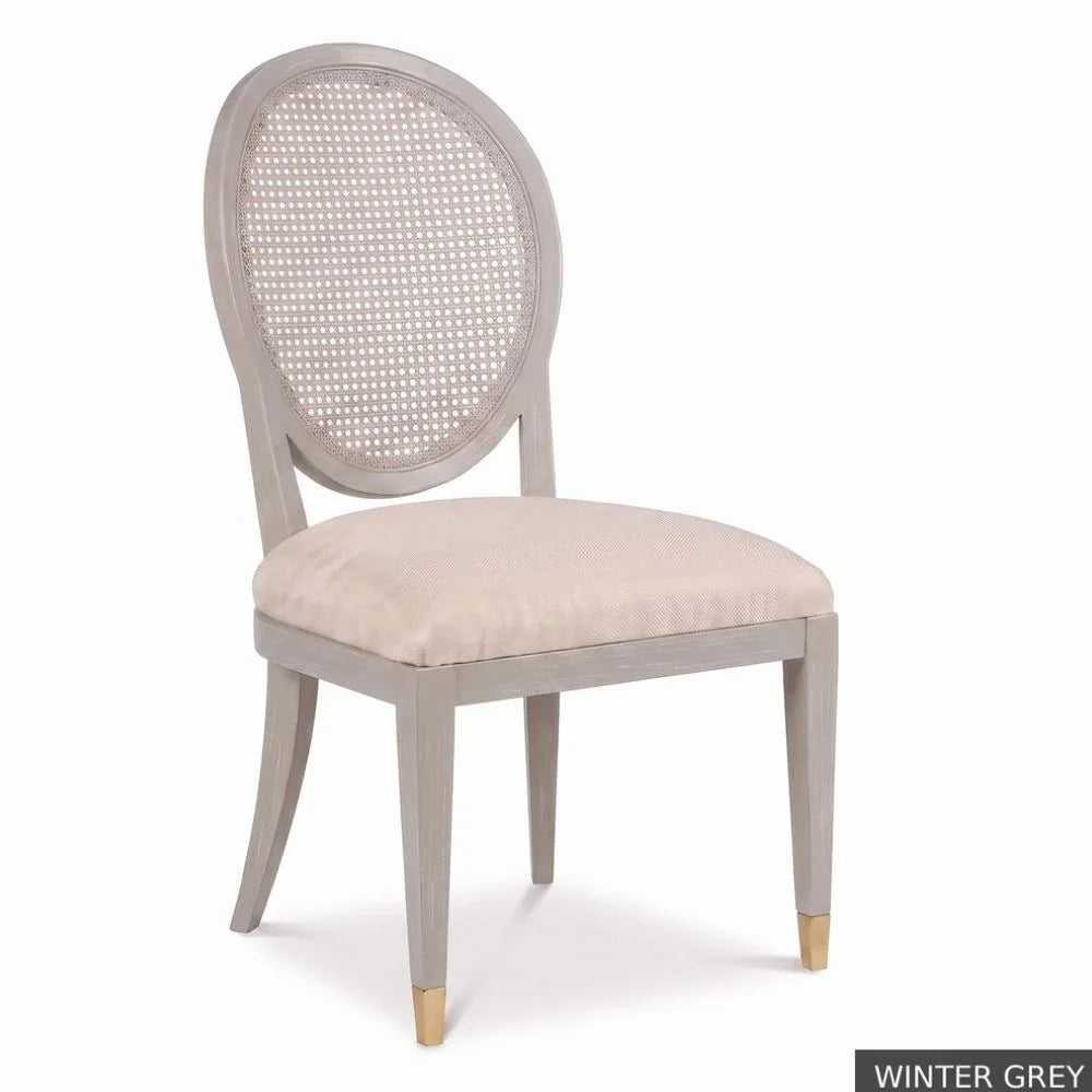 Gold Tip White Cane Back Chair